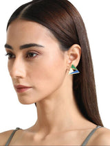 Geometric Enamel Triangle Earrings