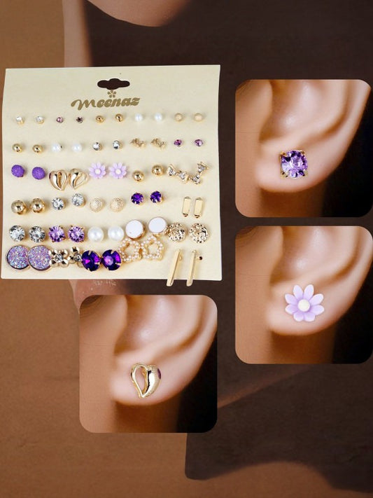 Purple Glam Multi Studs Set