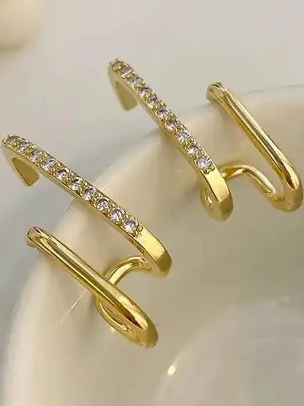 Elegant Gold Plated Crystal Cuff Earrings