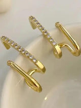 Elegant Gold Plated Crystal Cuff Earrings