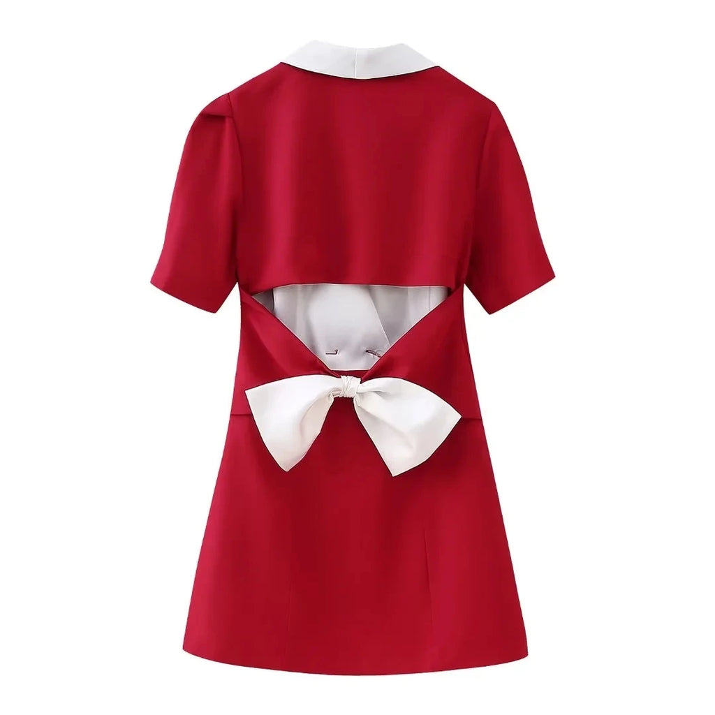 Rosy Cut-Out Ribbon Dress
