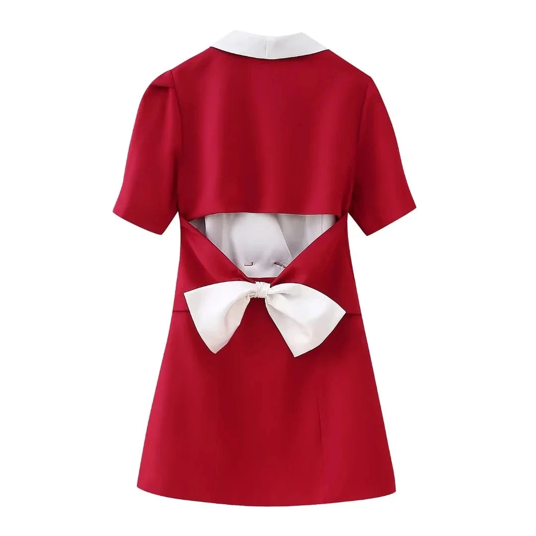 Rosy Cut-Out Ribbon Dress