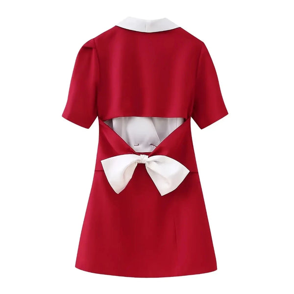 Rosy Cut-Out Ribbon Dress