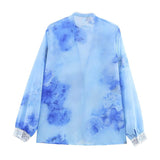 Blue Floral V-Neck  Top