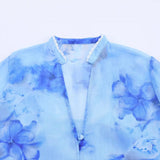 Blue Floral V-Neck  Top