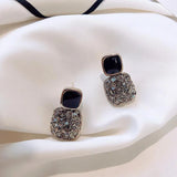 Black Stone Charm Earrings
