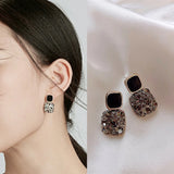 Black Stone Charm Earrings