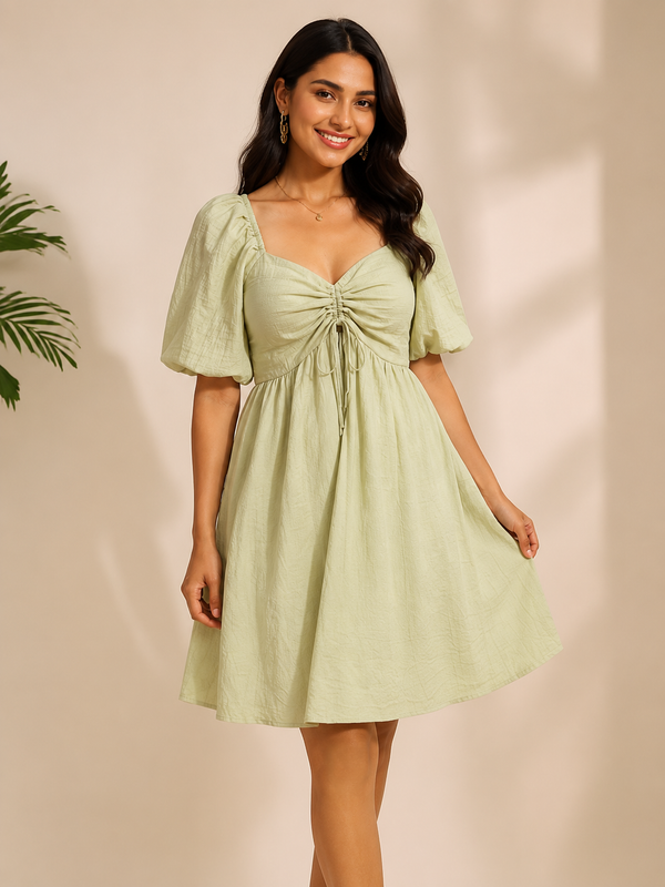 Sage Bloom Mini Dress