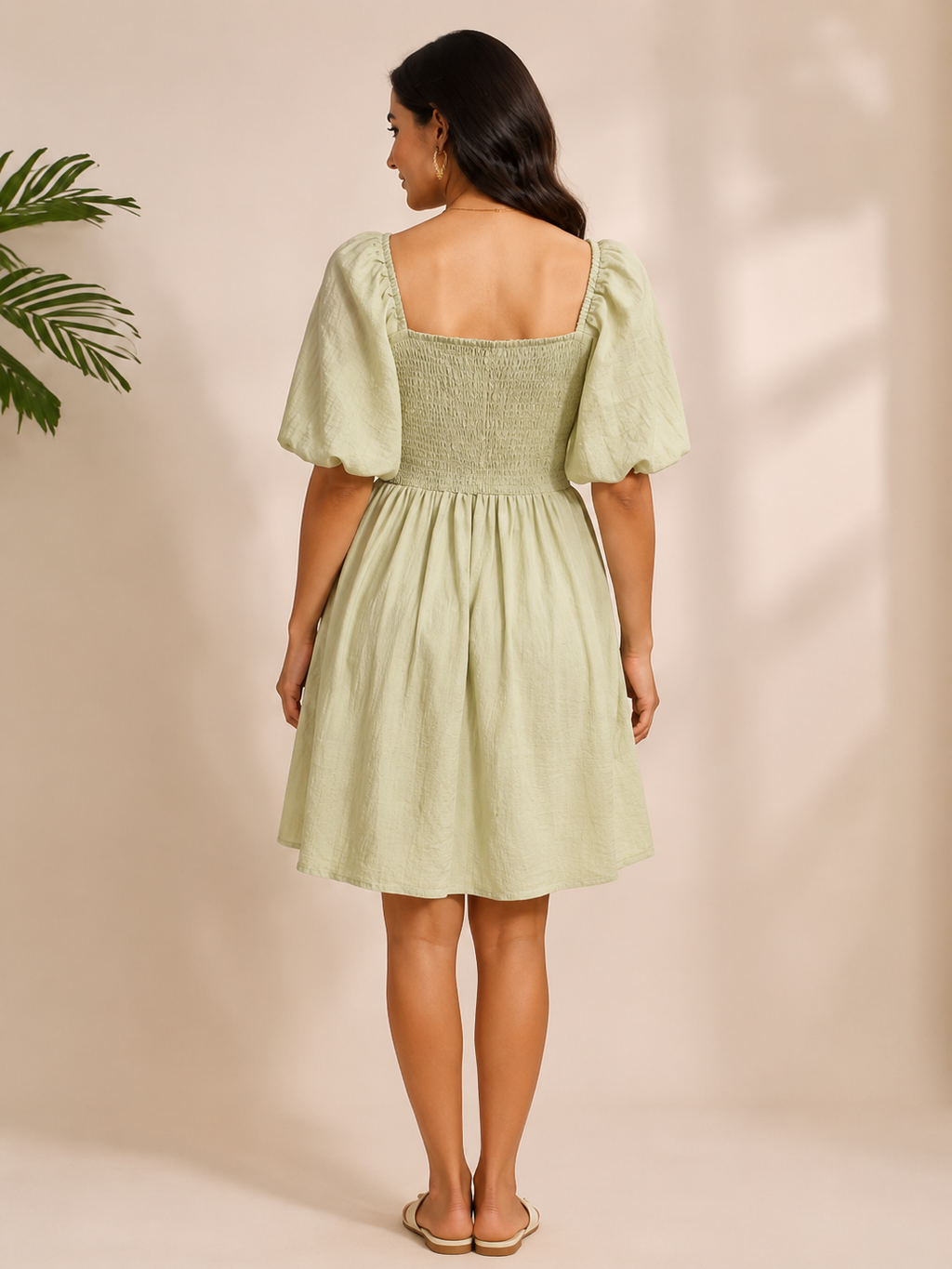 Sage Bloom Mini Dress