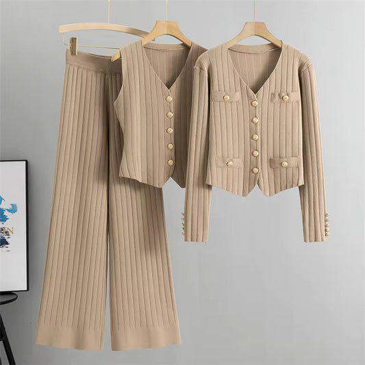 Classic Beige Knit Winter Co-ord Set