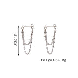 Elegant Double Chain Silver Earring