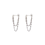 Elegant Double Chain Silver Earring