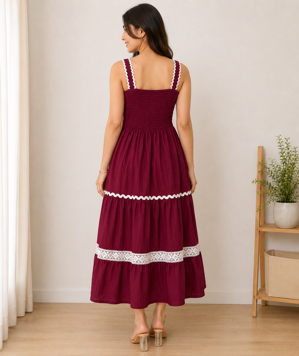 Scarlet Lace Tier Dress