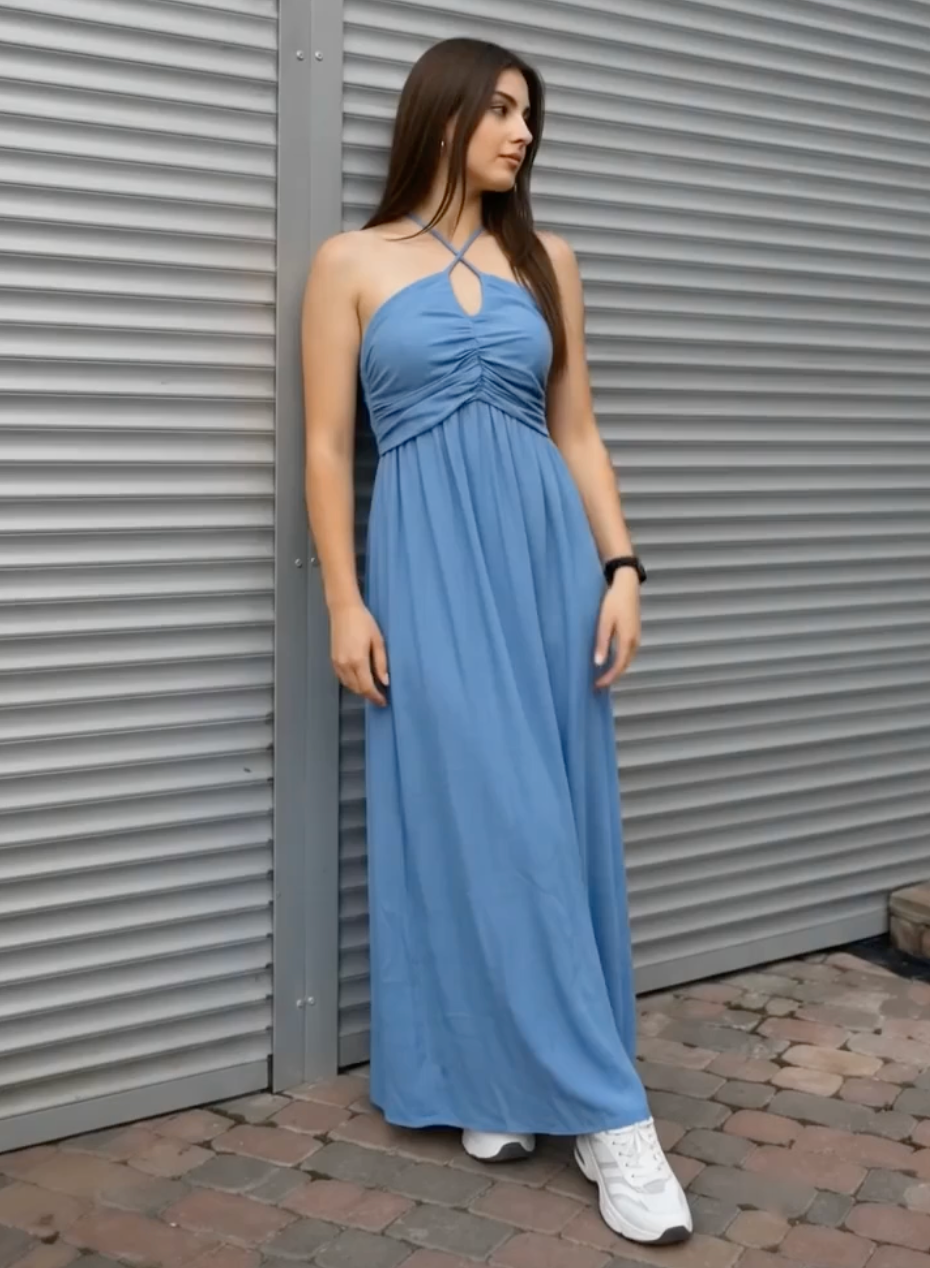 Blue Haze Halter Dress
