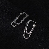 Elegant Double Chain Silver Earring