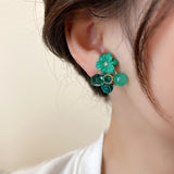 Emerald Blossom Cluster Earrings