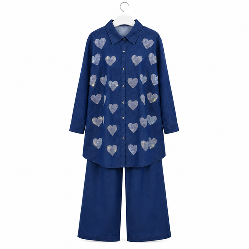 Shimmer Heart Denim Co-Ord Set
