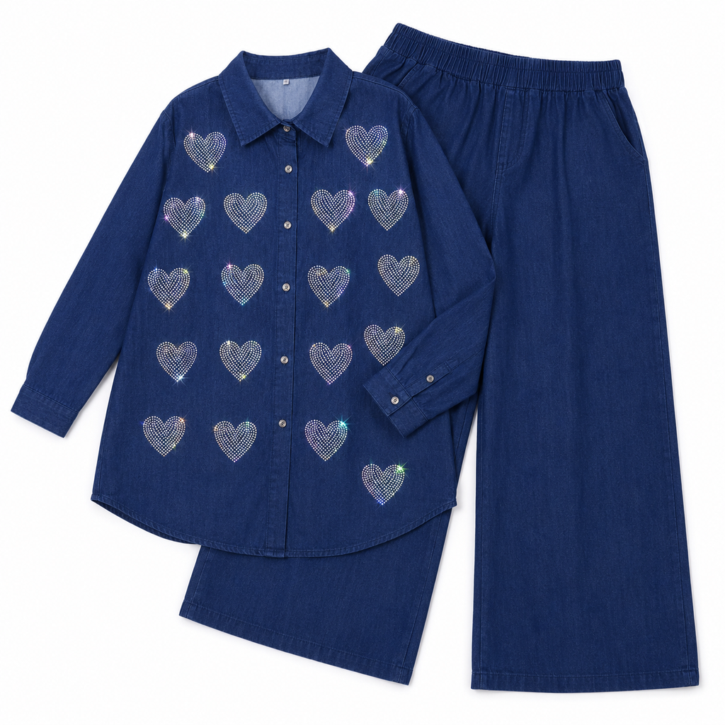 Shimmer Heart Denim Co-Ord Set