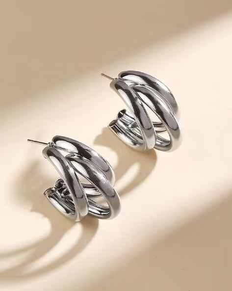 Silver Metrix Hoops Earrings
