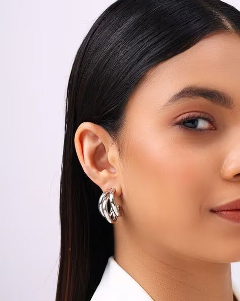 Silver Metrix Hoops Earrings