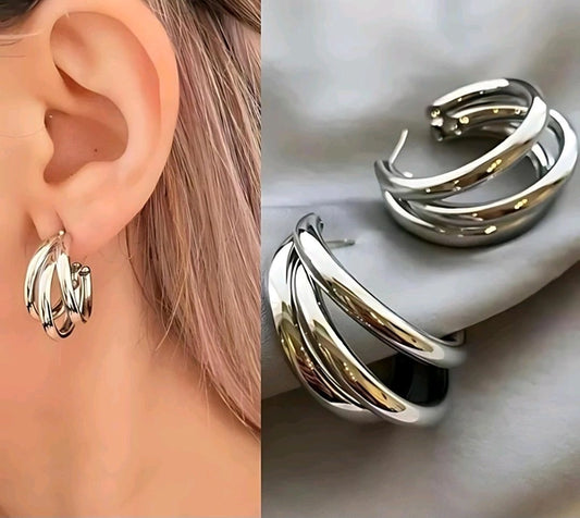 Silver Metrix Hoops Earrings