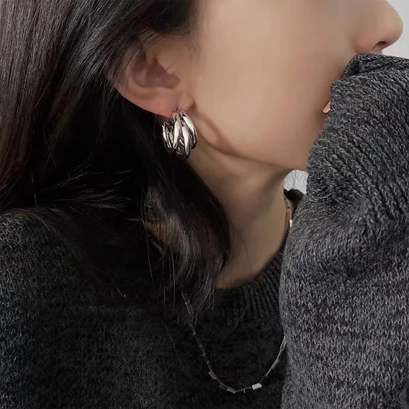 Silver Metrix Hoops Earrings