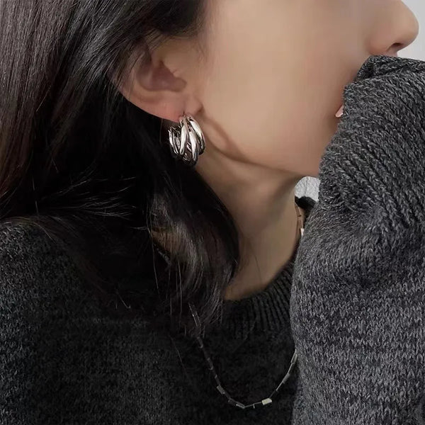 Silver Metrix Hoops Earrings