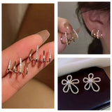Pearl Blossom & Crystal Spiral Hoop Earring Combo
