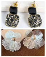 Trendy Crystal & Floral Earrings Combo