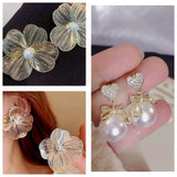 Elegant Heart & Pearl Drop Earrings