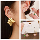 Gold Filigree Wing & Floral Pearl Climber Earrings Combo