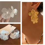 Elegant Gold Plated Flower Stud Earrings