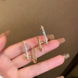 Elegant Gold Plated Crystal Cuff Earrings