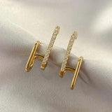 Elegant Gold Plated Crystal Cuff Earrings
