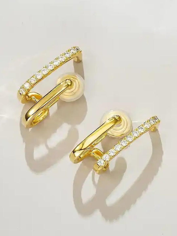 Elegant Gold Plated Crystal Cuff Earrings