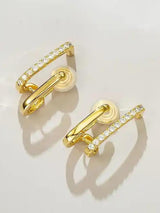 Elegant Gold Plated Crystal Cuff Earrings