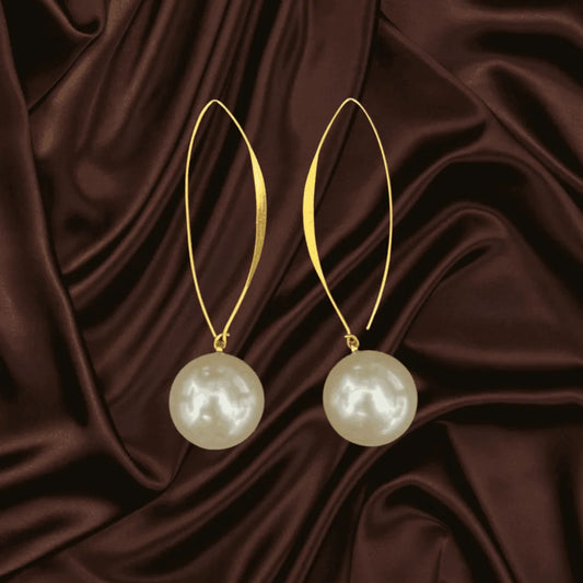 Golden Loop Pearl Drop Earrings