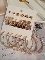 multi-style gold and pearl earring