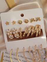 multi-style gold and pearl earring
