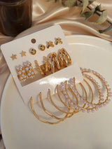multi-style gold and pearl earring