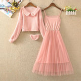 Pink Woven Shrug Dress