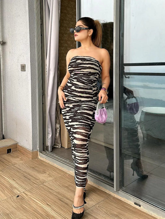 Zebra Print Tube Dress