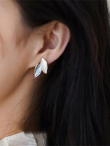 Elegant Dual Leaf Stud Earrings
