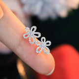 Sparkling Floral Loop Stud Earrings