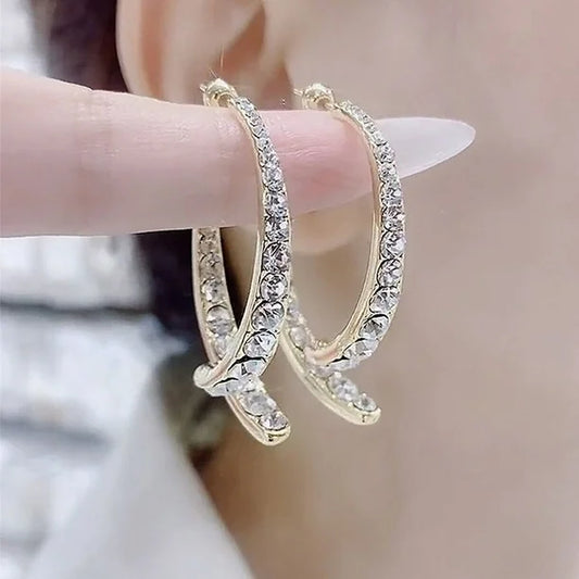 Crystal Cross Hoops Earrings