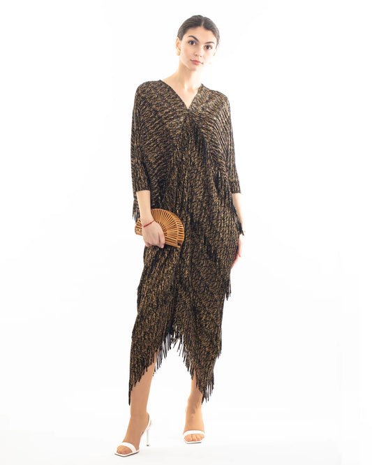 Midnight Shimmer Draped Dress