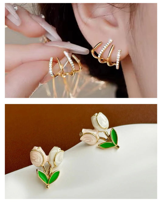 Spring Tulip & Dazzling Ear Cuff Combo
