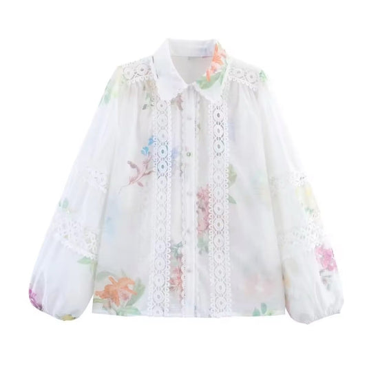 Women's White Floral Shirt