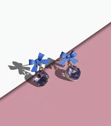Purple Crystal Bow Charm Earrings