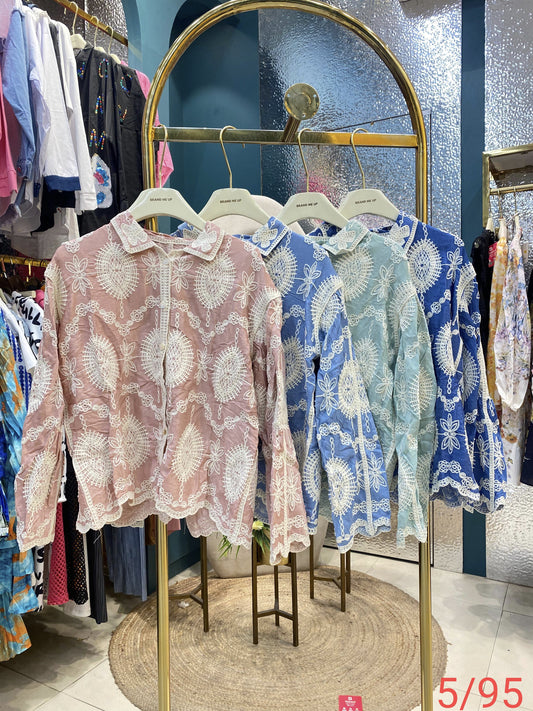 Lace Detail Button-Up Shirt